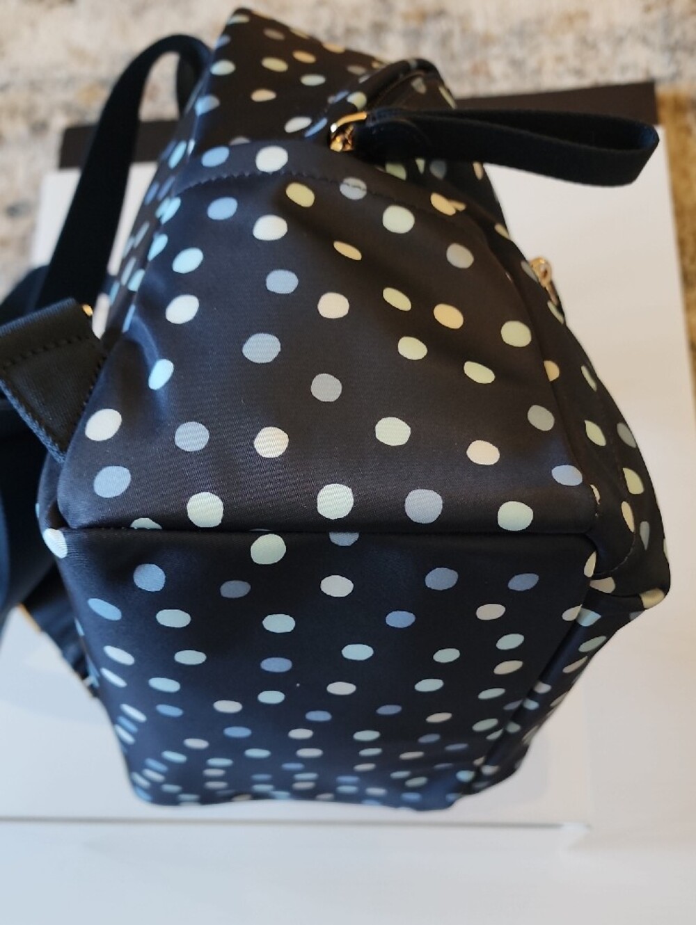 Kate Spade New York Chelsea Black Polka Dot Backpack. - Picture 10 of 12